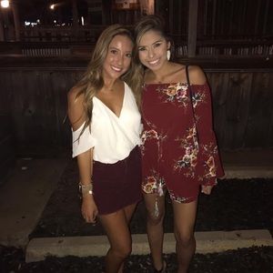 Maroon flower romper